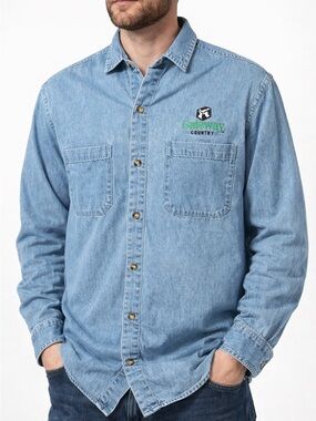 Vintage Gateway Country Computer Denim Shirt Mens Small Chambray Button Down